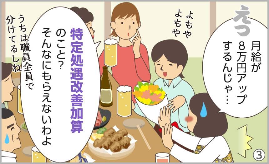 月給が8万円アップするんじゃ…。特定処遇改善加算のこと？そんなにもらえないわよ。